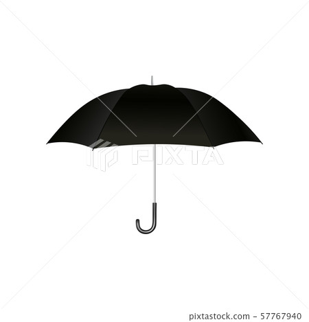 Black open umbrella with handle for protection from the rain and in bad weather. Black open umbrella with handle for protection from the rain and in bad weather. 57767940