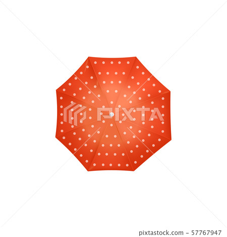 Top view of red umbrella with white polka dots - vintage style Top view of red umbrella with white polka dots - vintage style 57767947