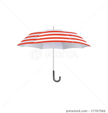 Summer beach umbrella with red and white stripes isolated on white background Summer beach umbrella with red and white stripes isolated on white background 57767988