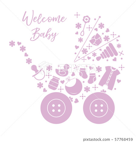Newborn baby vector illustration Baby stroller 57768459