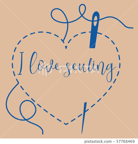 Stitched heart and needle with thread Sewing 57768469