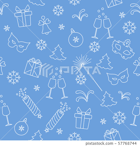 Seamless pattern with new year symbols - Stock Illustration [57768744 ...