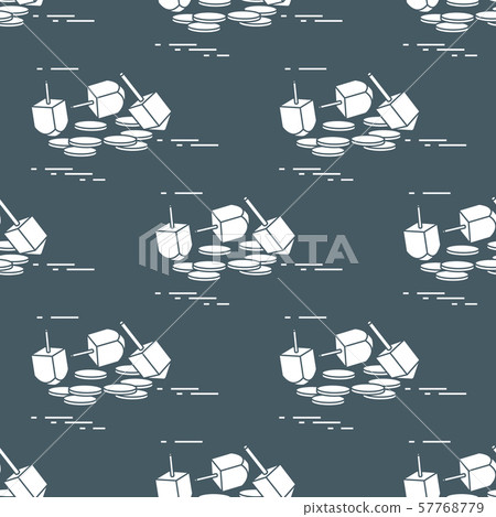 Seamless pattern with dreidel, sevivon, coins Seamless pattern with dreidel, sevivon, coins 57768779