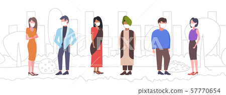 arab people in face mask dirty waste toxic air pollution industry smog polluted environment concept 57770654