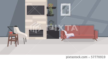 stylish home modern living room interior empty no people apartment with furniture flat horizontal 57770919