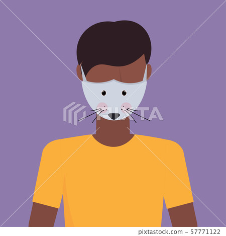 man wearing protective mask with mouse face smog air pollution virus protection concept african man wearing protective mask with mouse face smog air pollution virus protection concept african 57771122