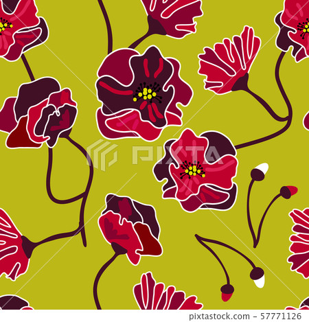 Seamless pattern with flowers with white outlines. Seamless pattern with flowers with white outlines. 57771126