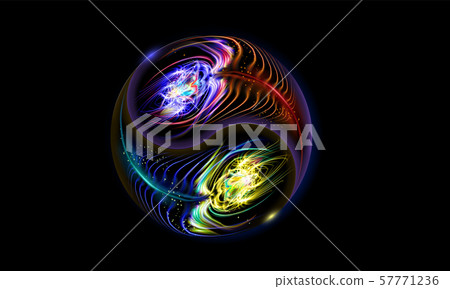 Modern glowing blue, red cosmic Yin and Yang Modern glowing blue, red cosmic Yin and Yang 57771236