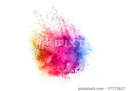 Colorful explosion for Happy Holi powder.Abstract background of color particles burst or splashing. 57772627