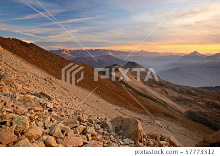 Red alpine sunset 57773312