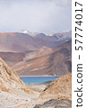 Pangong Lake with rocky mountains situated on the 57774017