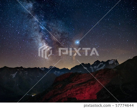 The Milky Way and starry sky on the Alps, Massif The Milky Way and starry sky on the Alps, Massif 57774644