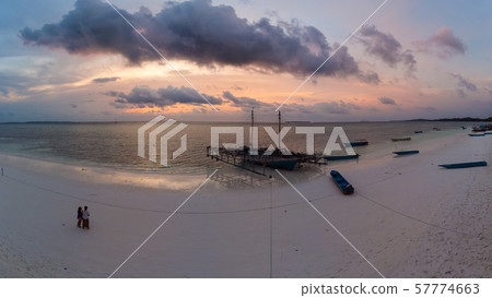 Aerial view tropical beach island reef caribbean 57774663