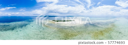 Aerial view tropical beach island reef caribbean Aerial view tropical beach island reef caribbean 57774693