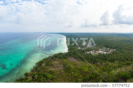 Aerial view tropical beach island reef caribbean 57774752