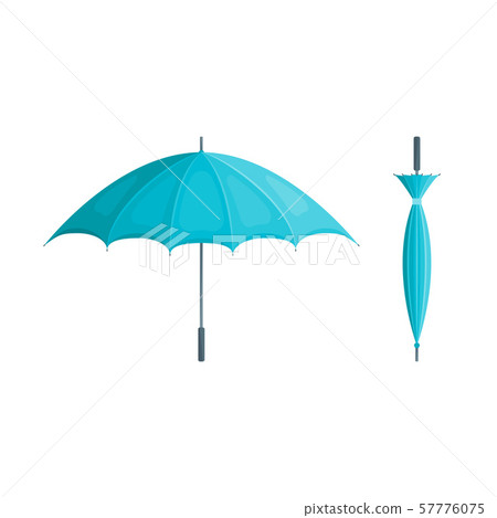 Realistic Detailed 3d Blue Umbrella Set Open... - Stock Illustration ...