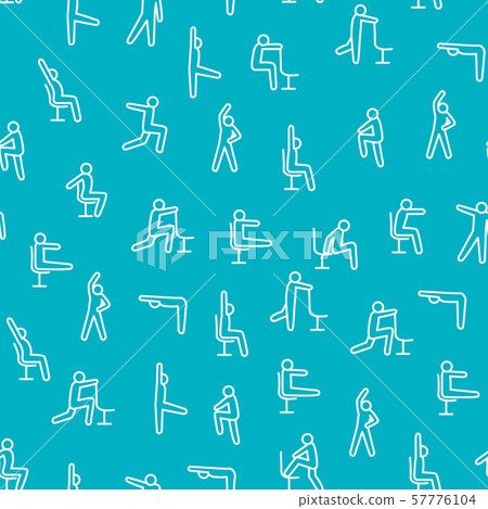 Sport Exercises for Office Thin Line Seamless Pattern Background . Vector 57776104