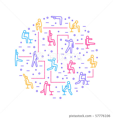 Sport Exercises for Office Thin Line Round Design Template. Vector Sport Exercises for Office Thin Line Round Design Template. Vector 57776106