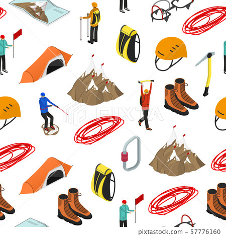 Color Mountaineering Signs 3d Seamless Pattern Background Isometric View. Vector 57776160