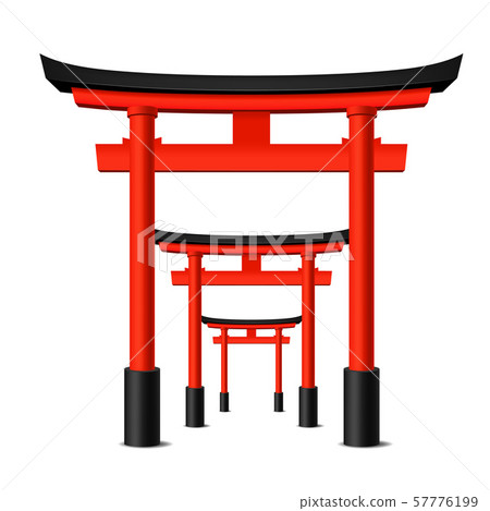 Realistic Detailed 3d Japanese Tori Gate Set. Vector Realistic Detailed 3d Japanese Tori Gate Set. Vector 57776199