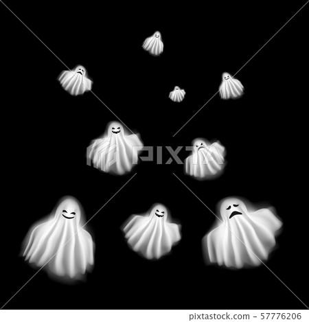 Realistic Detailed 3d Characters Funny Ghosts Set. Vector Realistic Detailed 3d Characters Funny Ghosts Set. Vector 57776206