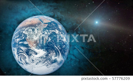 Planet Earth in the haze of clouds among the stars. Planet Earth in the haze of clouds among the stars. 57776209