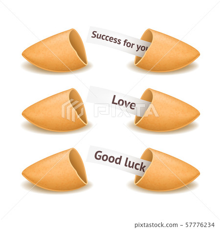 Realistic Detailed 3d Fortune Cookies and Prophecy Set. Vector Realistic Detailed 3d Fortune Cookies and Prophecy Set. Vector 57776234