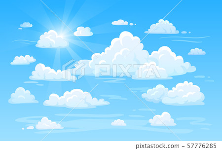 Blue clean air sky with clouds panorama. Cloud background vector illustration Blue clean air sky with clouds panorama. Cloud background vector illustration 57776285