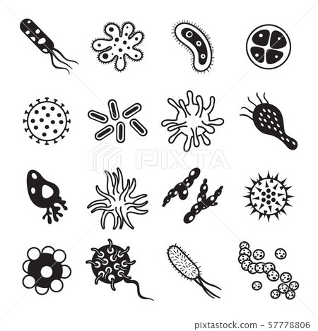 Biology diseases virus and mold bacteria hygiene icon. Biological disease and immune black icons 57778806