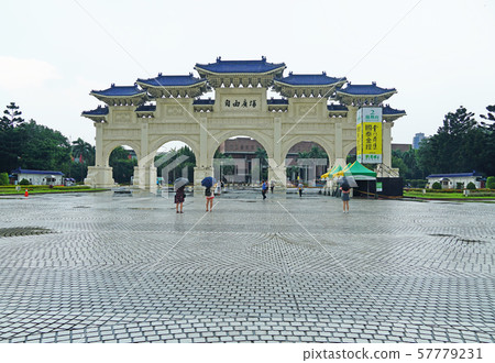 Taipei, Taiwan - July 27, 2019 : View of Arches at Liberty Square in Taiwan. Taipei, Taiwan - July 27, 2019 : View of Arches at Liberty Square in Taiwan. 57779231
