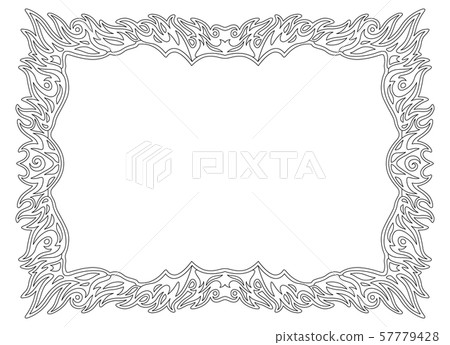 Monochrome flaming linear border for coloring book Monochrome flaming linear border for coloring book 57779428