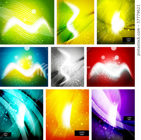 Set of shiny abstract backgrounds. Sunshine lights, different colors. Nature, spa, wallness and 57779621