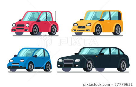 Different flat cars. Cheap motor car on wheels, family hybrid sedan passenger suv luxury premium Different flat cars. Cheap motor car on wheels, family hybrid sedan passenger suv luxury premium 57779631