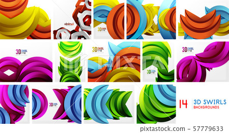 Set of 3d swirl forms, geometrical modern abstract backgrounds. Technology spiral lines, motion Set of 3d swirl forms, geometrical modern abstract backgrounds. Technology spiral lines, motion 57779633