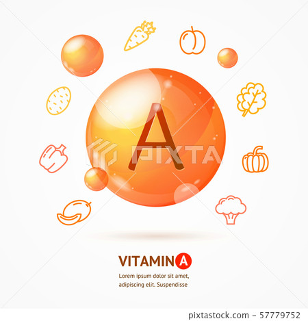 Realistic Detailed 3d Vitamin A Card Concept. Vector Realistic Detailed 3d Vitamin A Card Concept. Vector 57779752