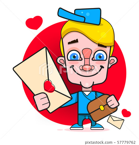 Boy The Postman In Flat Style. Flat Cartoon Boy The Postman In Flat Style. Flat Cartoon 57779762