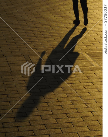 The shadow of the walking person The shadow of the walking person 57780037