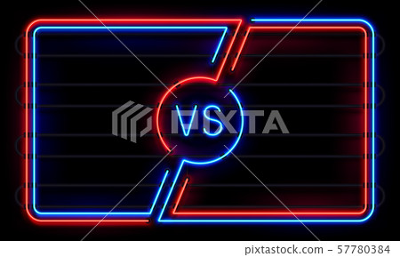 Versus neon frame. Sport battle glowing lines banner, VS duel sign. Sports fight team frames vector 57780384