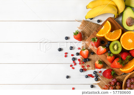 Mixed fresh fruit salad with strawberry and 57780600