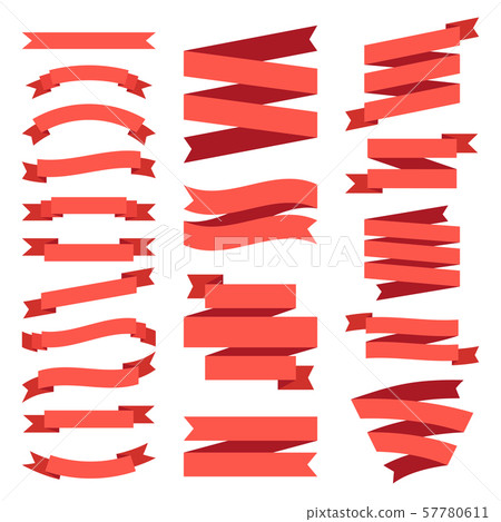 Flat ribbon banner. Vintage paper tags labels. Old graphic ribbons for banners vector set 57780611