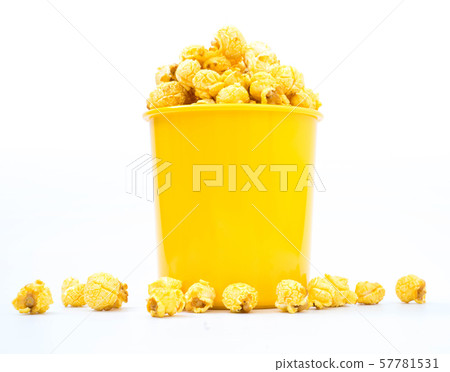 popcorn in bucket on white popcorn in bucket on white 57781531