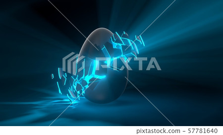 easter egg. alien egg with blue glowing cracks and 57781640