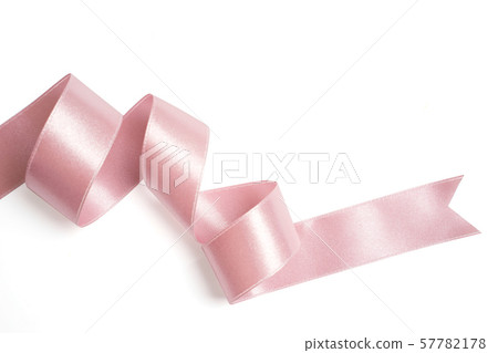 pink ribbon in roll on white 57782178