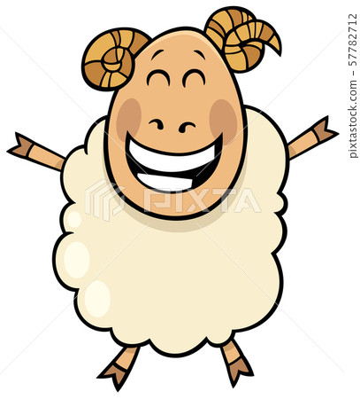 happy ram farm animal cartoon character 57782712
