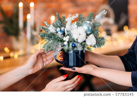 new year party gift handmade fir tree arrangement new year party gift handmade fir tree arrangement 57783145
