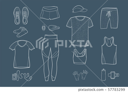 Running clothes set of hand drawn illustrations. 57783299