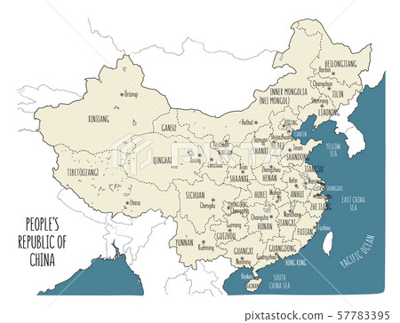 Vector map of the People's Republic of China. 57783395