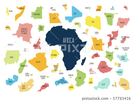 Map of Africa with separated countries. 57783416