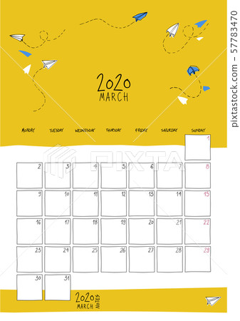 March 2020 doodle wall calendar. March 2020 doodle wall calendar. 57783470