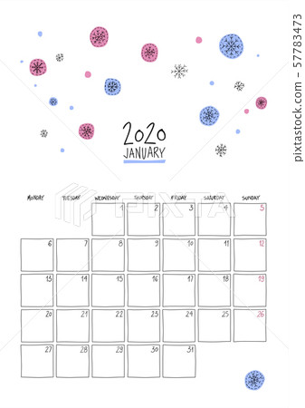 January 2020 doodle wall calendar. 57783473